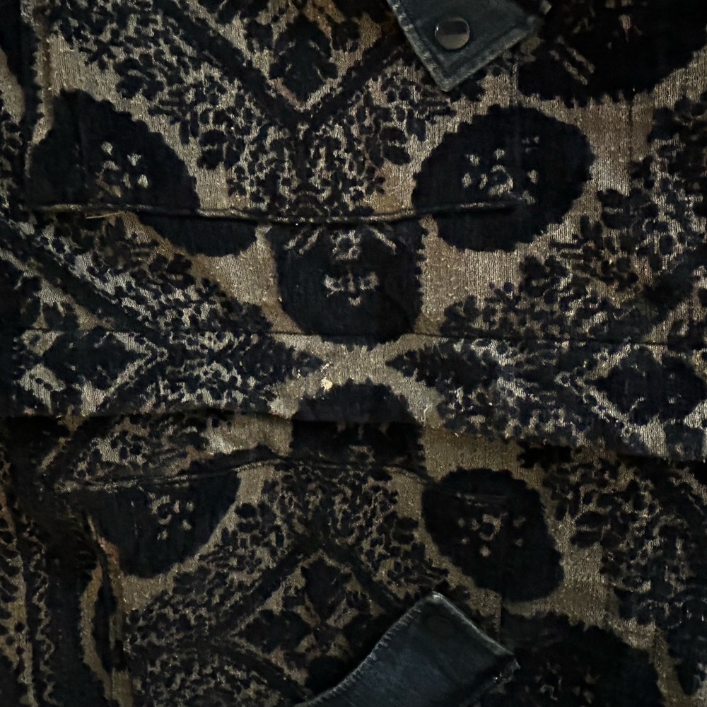 Anthropologie Women's Hooded Navy Chenille/Tapestry Parka/Jacket /Coat size XLP. - Picture 9 of 12